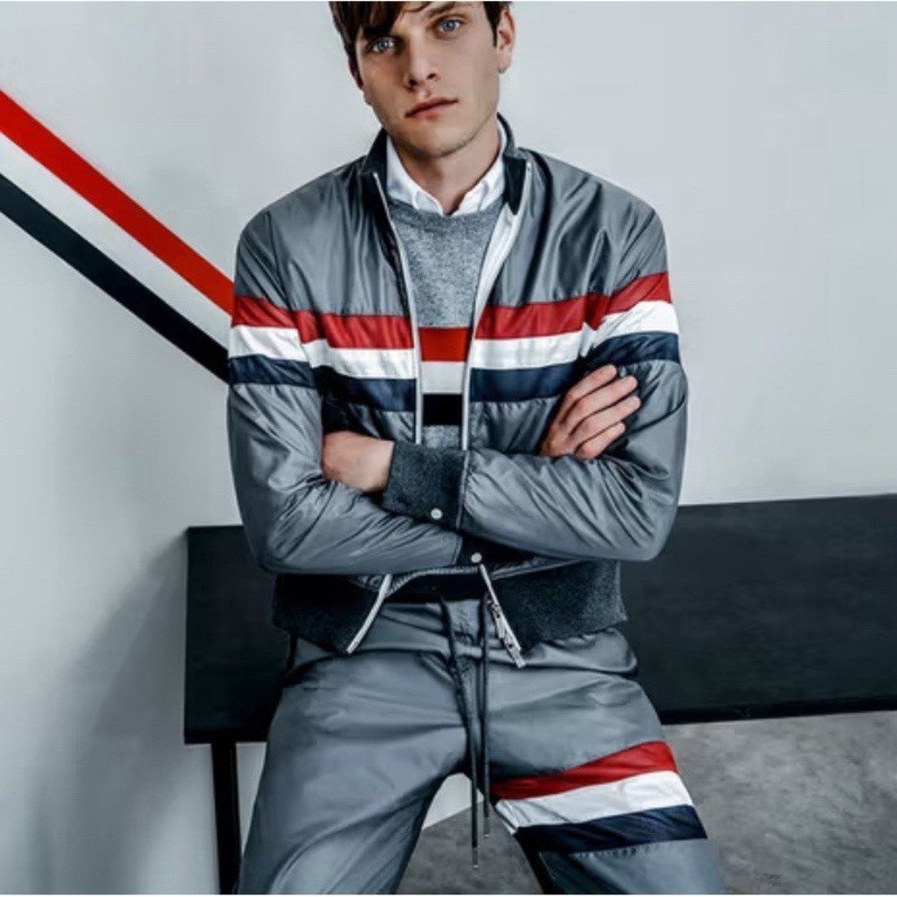 Auth THOM BROWNE - Gray X Colette Jacket, Windbreaker Size Men's 1 Small‎